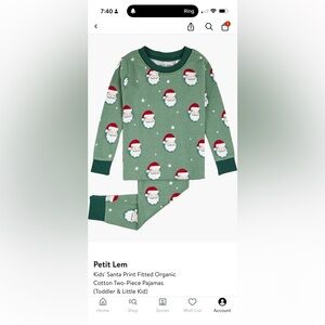 petit lem Holiday Pajama Set — Santa Print — 18M
